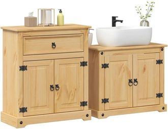 vidaXL Juego De Muebles De Ba&ntilde;o Corona 2 Pzas Madera Maciza Pino Vidaxl