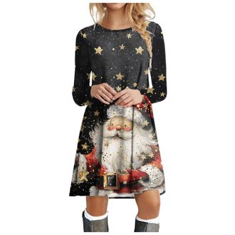 Generic Womens Christmas Jumper Dress Snowman Pattern Long Sleeve Sweatshirts with Pockets Halloween Sweater Dress Christmas Jumpers for Women Novelty Reindee