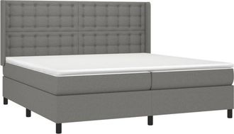 vidaXL Vidaxl - Cama Box Spring Con Colch&oacute;n Tela Gris Oscuro 200x200 Cm