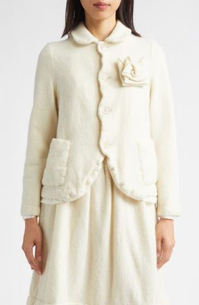 Comme Des Garçons Wool Blend Felt Jacket in Ecru at Nordstrom, Size Small