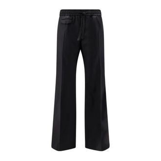 Dolce & Gabbana Wide Trousers, male, Black, Size: XL Wool Twill Jogging Trousers