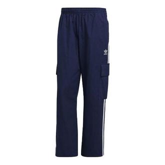 adidas Mens adidas originals Logo Stripe Elastic Waistband Sports Cargo Autumn Blue Pants H09119