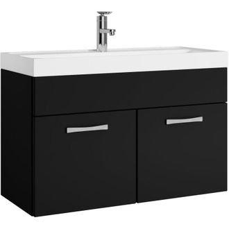 Badplaats Mobile da bagno Paso 01 80cm Nero Opaco - armadio mobiletto lavabo