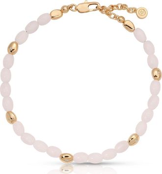Ettika Freshwater Pearl Pebble Anklet in Rose Quartz at Nordstrom