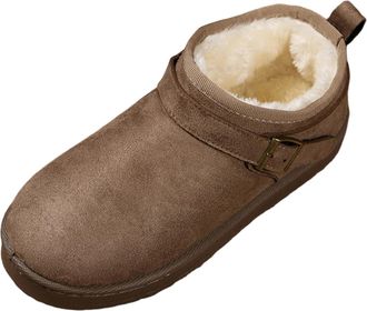 Generic Womens Snow Boots Casual Faux Suede Winter Booties Classic Thick Sole Fuzzy Plush Lined Comfy Warm Ankle Boots Walking Shoes for Cold Weather