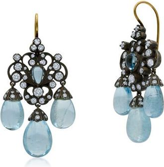 Fred Leighton Aquamarine & Diamond Drop Earrings in Gold at Nordstrom