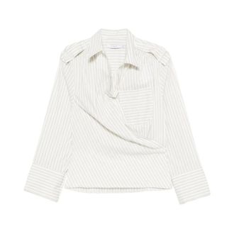Iro Lace Striped Cotton Shirt - Dames - Overhemden - Beige - L - Katoen - Overhemden