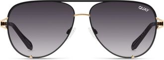 Quay High Key Twist 60mm Gradient Aviator Sunglasses in Black/Smoke at Nordstrom