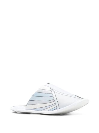 Pucci Silk Marmo Print Slippers - Light Blue