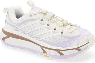 Hoka One One Mafate Three2 Wordmark Sneaker in Alabaster /Iris Flower at Nordstrom, Size 10.5