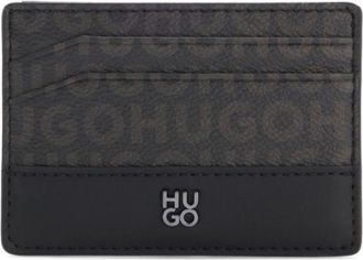 HUGO BOSS Stacked-logo card holder with monogram print
