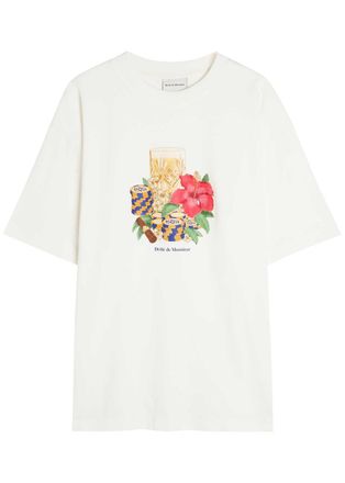 Dr&ocirc;le de Monsieur DR&Ocirc;LE DE Monsieur Hibiscus Club Printed Cotton T-shirt - Off White - XL