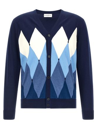 Ballantyne Blue Cotton Mens Cardigan