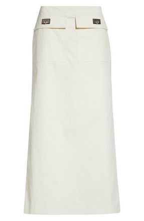 Ferragamo Hug Buckle Coated Linen Cargo Skirt in Mascarpone at Nordstrom, Size 10 Us