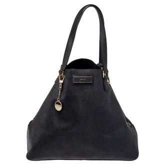 DKNY Dkny Black Saffiano Leather Double Zip Tote