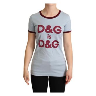 Dolce & Gabbana T-Shirts, female, Blue, 3XS, Elegant Blue Crewneck Cotton Tee