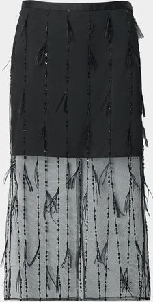 Rag & Bone Geena Feather-Trim Organza Skirt