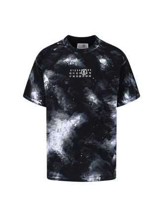 Maison Margiela Tie-Dye Graphic T-Shirt with Numeric Logo Detail