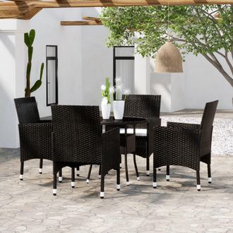 vidaXL Vidaxl - Juego De Comedor Para Jard&iacute;n 5 Piezas Rat&aacute;n Sint&eacute;tico Negro