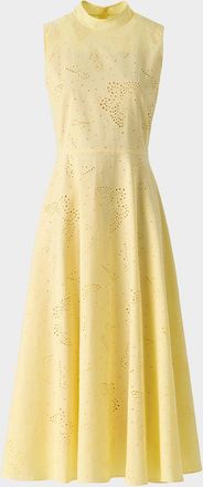 Akris Butterfly Broderie Anglaise Sleeveless Midi Dress