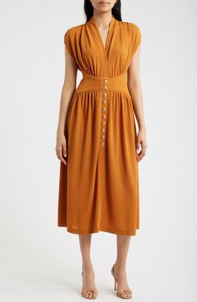 Anne Klein V-Neck Midi Dress in Bronze at Nordstrom, Size 12