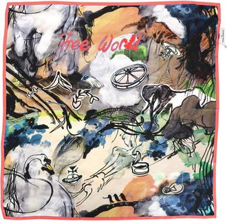 Vivienne Westwood Free World Abstract Painterly Silk Scarf