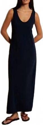 perfectwhitetee Jasmine Cotton Sleeveless Midi Dress In Navy