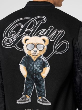 Philipp Plein Bomber Varsity Teddy Racer con logo