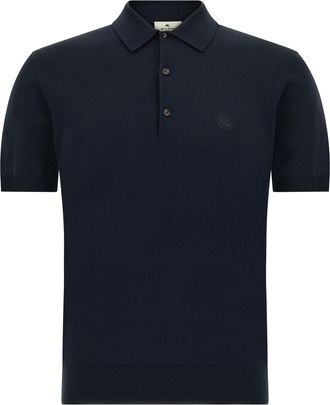 Etro Blue Cotton Polo Mens Shirt