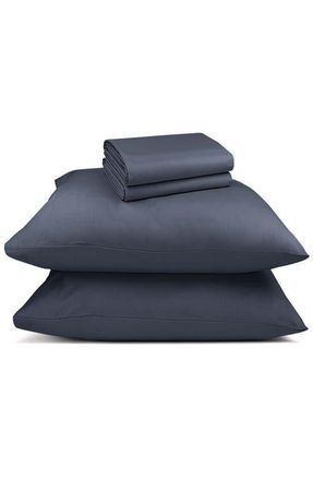 California Design Den Signature Comfort 100% Egyptian Cotton Breatheable Percale Sheet Set in Mineral Blue Grey Tone at Nordstrom, Size California