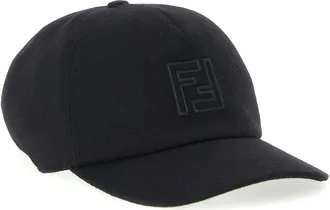 Fendi Wool and Cashmere Blend Baseball Cap - Black
