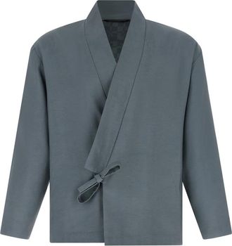 Kenzo Kimono Jas in Viscose en Wol - Heren - Blazers - Grijs - M - Wol - Jassen