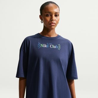 Nike Womens Nike Sportswear Classic Oversized T-Shirt in Blue | IV6191-410
