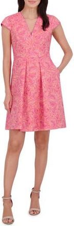 Vince Camuto Metallic Floral Jacquard Fit & Flare Dress in Pink at Nordstrom Rack, Size 16