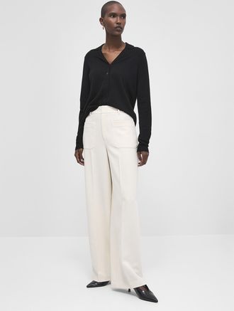 Contemporaine Womens Soft piqu&eacute;-textured Moderne pant Fit: Wide leg, high rise