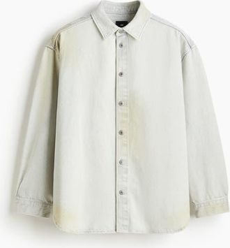 H&M Oversized Fit Denim Shirt in Pale Denim Blue at Nordstrom, Size Xx-Large