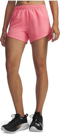 Under Armour Fly By Shorts Womens Shorts Bittersweet Pink/Bittersweet Pink/Reflective : LG (US 12-14), Mesh/Polyester