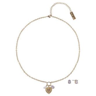 Hallmark Gold Tone Nana Rose Pendant Necklace and Earring Set in Clear-Gold at Nordstrom