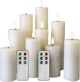 Mobili Rebecca Mobili Rebecca - Rebecca Mobili Juego De 9 Velas El&eacute;ctricas Blancas Sin Llama Con Mando A Distancia