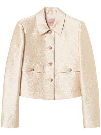 Twin-Set brocade jacquard cropped jacket - women - Polyamide/Polyester - 50 - Neutrals