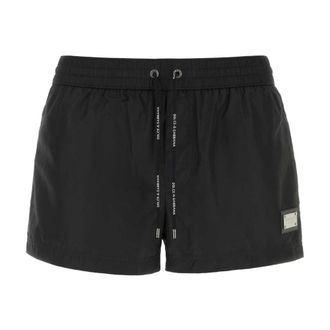 Dolce & Gabbana Beachwear, male, Black, Size: S Short Swim Trunks with Branded Tag