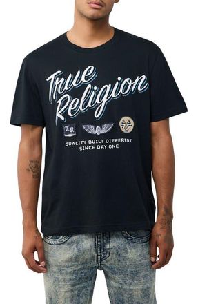 True Religion Stay True Embroidered Cotton Graphic T-Shirt in Jet Black at Nordstrom, Size Xxx-Large