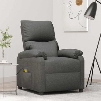 vidaXL Sill&oacute;n De Masaje De Tela Gris Oscuro Vidaxl