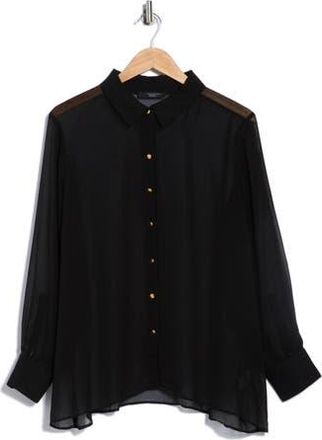 T Tahari Button-Up Shirt in Black Solid at Nordstrom Rack, Size 3X