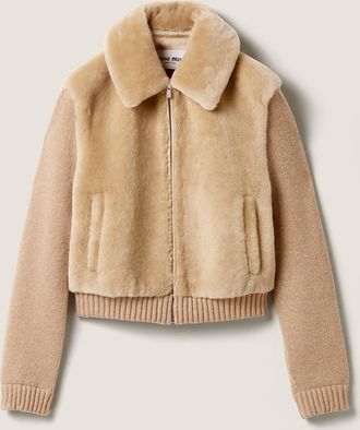 Miu Miu Shearling and knit blouson jacket