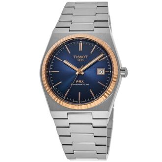 Tissot PRX Powermatic 80 Automatic Blue Dial 18K Rose Gold Bezel Steel Mens Watch T931.407.41.041.00