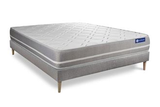 Actisom Somier gris + colch&oacute;n con l&aacute;tex y espuma viscoel&aacute;stica 140 x 190