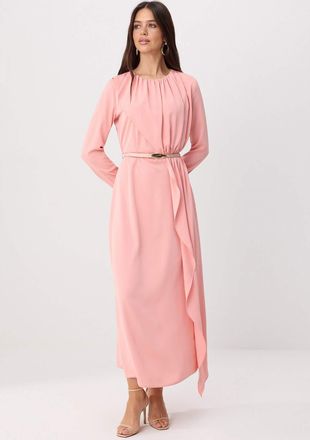Trendyol Modest Dames Roze Effen Maxi Lang Recht Modest Jurken