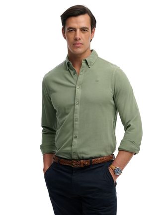 Superdry Lange mouwen overhemd Superdry effen groen
