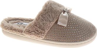 Badgley Mischka Badgley Mischka Womens Rhinestone Slippers in Beige at Nordstrom, Size 10